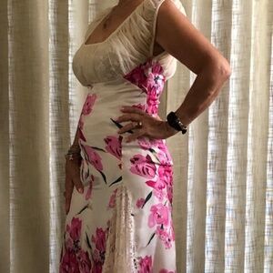 Silk &lace flowers dress